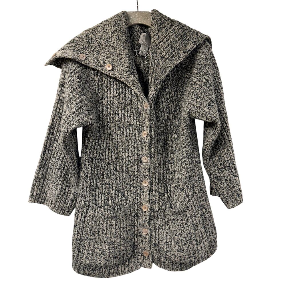 Cassini Big Collar Knit Sweater Marled Gray Large Vintage